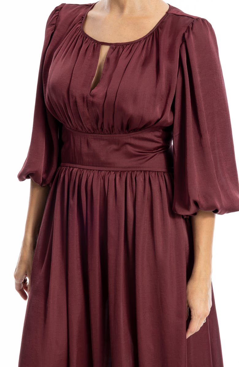 MAX STUDIO Keyhole Balloon Sleeve Maxi Dress, Alternate, color, Wine
