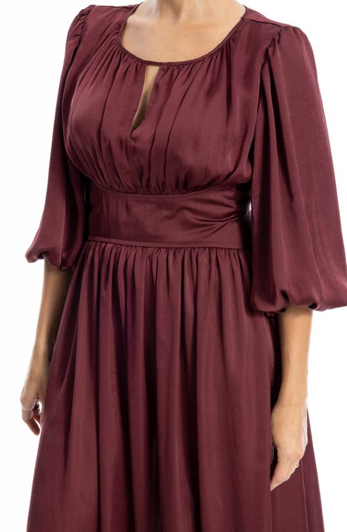 Max Studio Keyhole Balloon Sleeve Maxi Dress In Burgundy