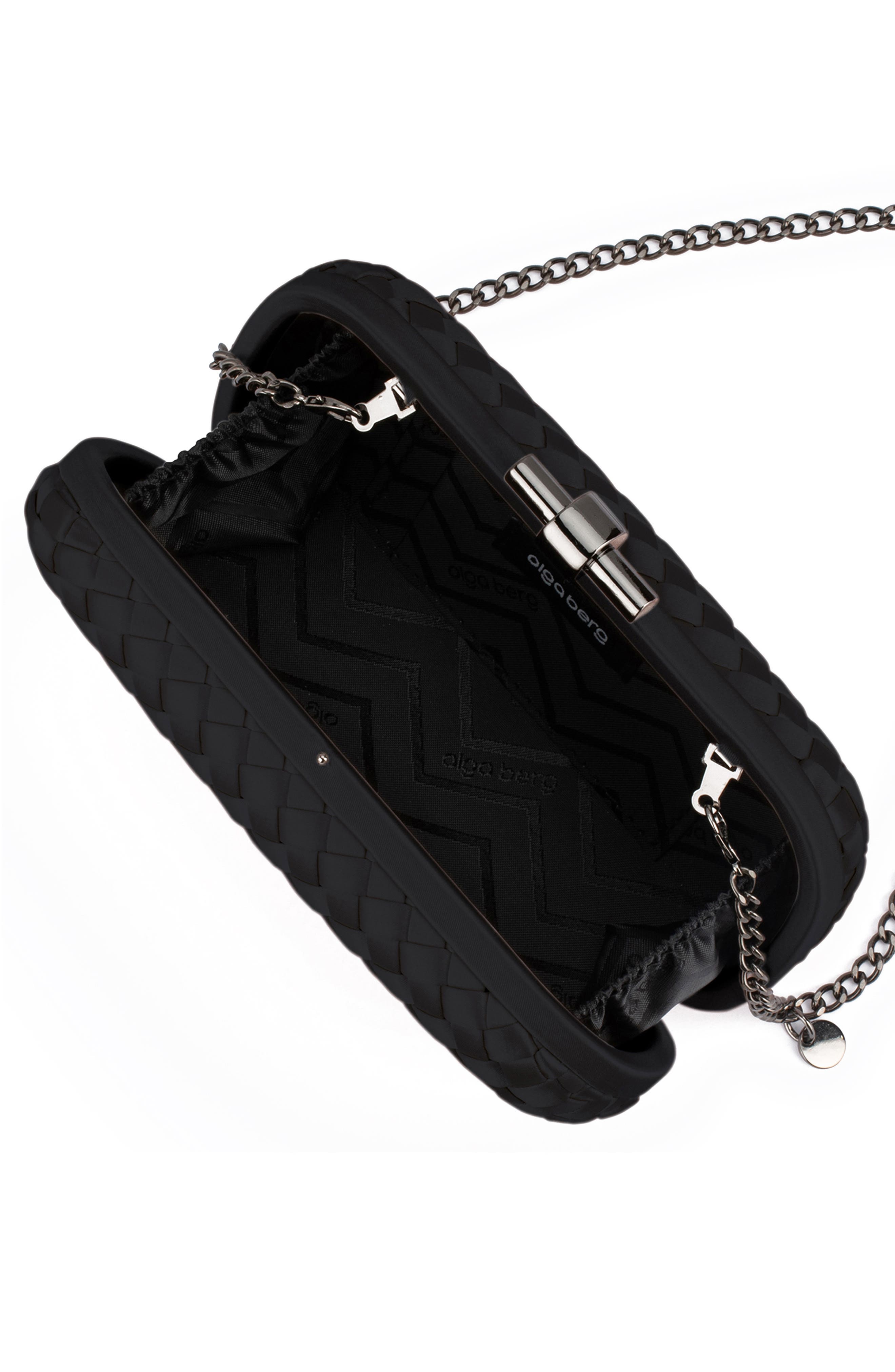Evelyn Woven Clutch, Alternate, color, BLACK