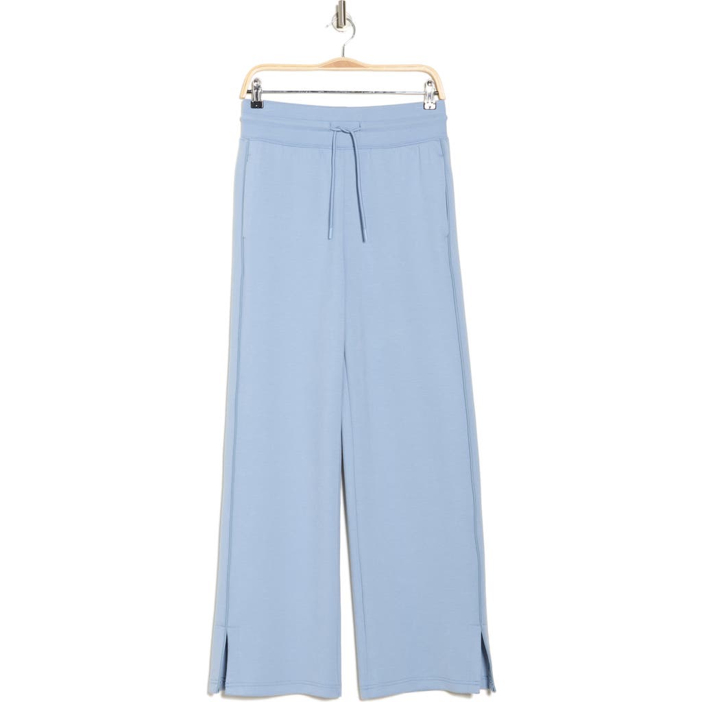 Yogalicious Ease Of Mind Scuba Loose Fit Wide Leg Pants In Rain Washed-blue Fog