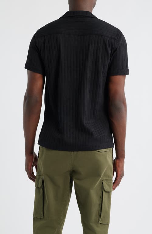Rails Corrin Rib Knit Camp Shirt In Black