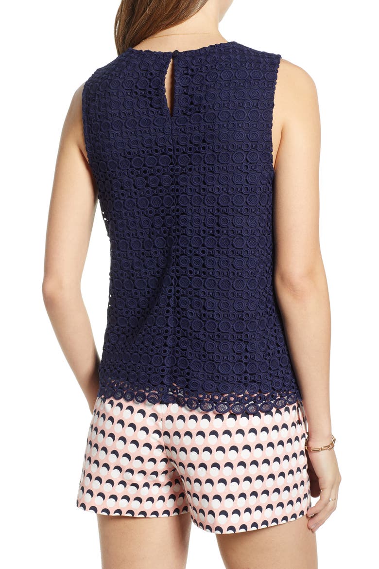 Eyelet Sleeveless Top, Alternate, color, NAVY PEACOAT