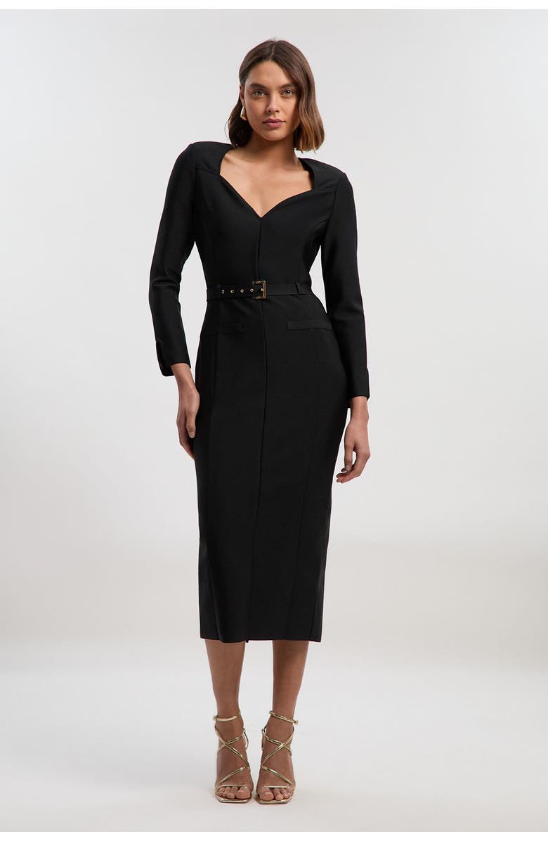Karen Millen Figure Form Bandage Belted Midi Dress, Main, color, Black