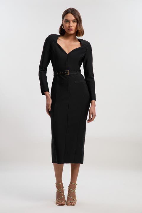 Figure Form Bandage Belted Midi Dress