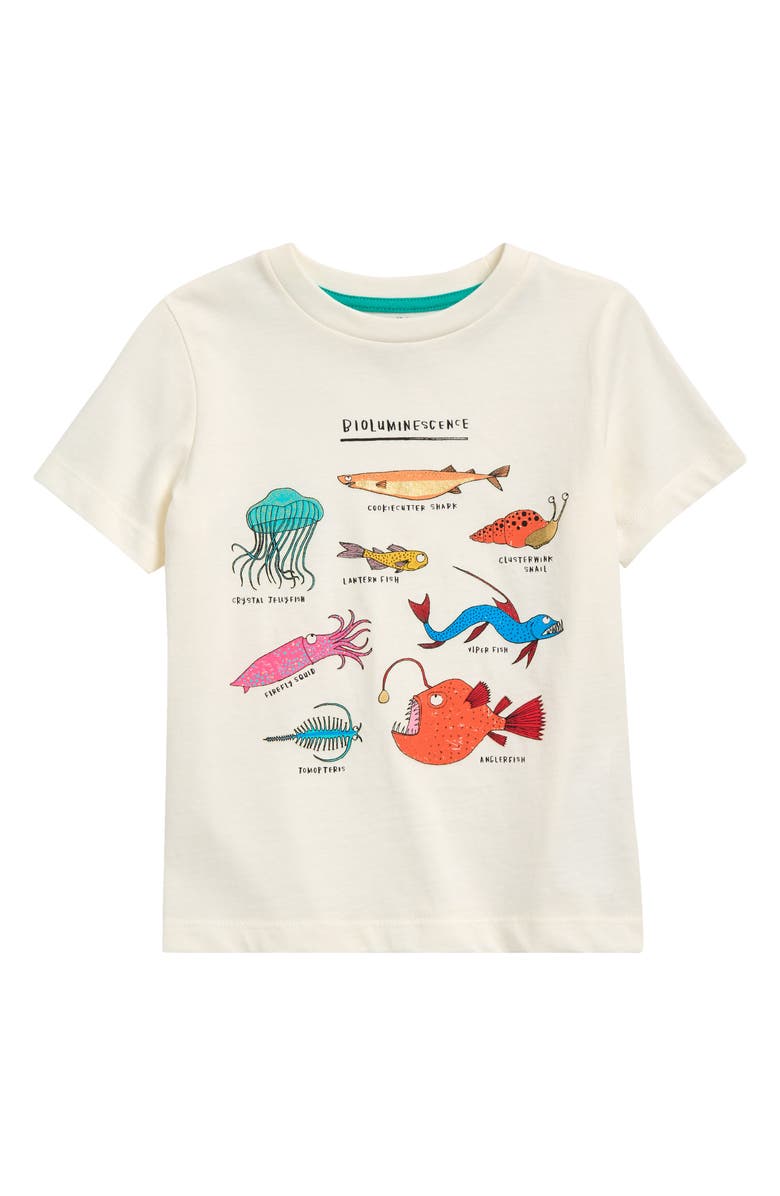 Mini Boden Kids' Glow in the Dark Fish Graphic T-Shirt, Main, color, 