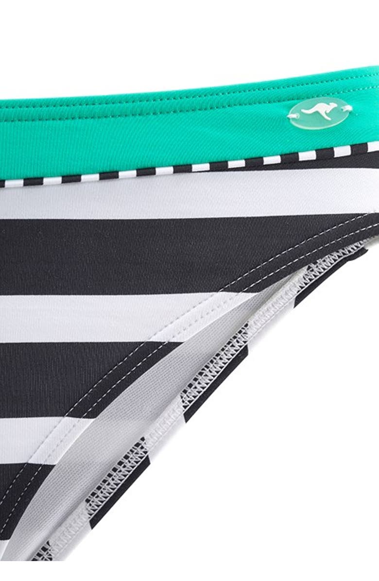 LASCANA Women's Striped Classic Bikini Bottom, Alternate, color, Black & Mint