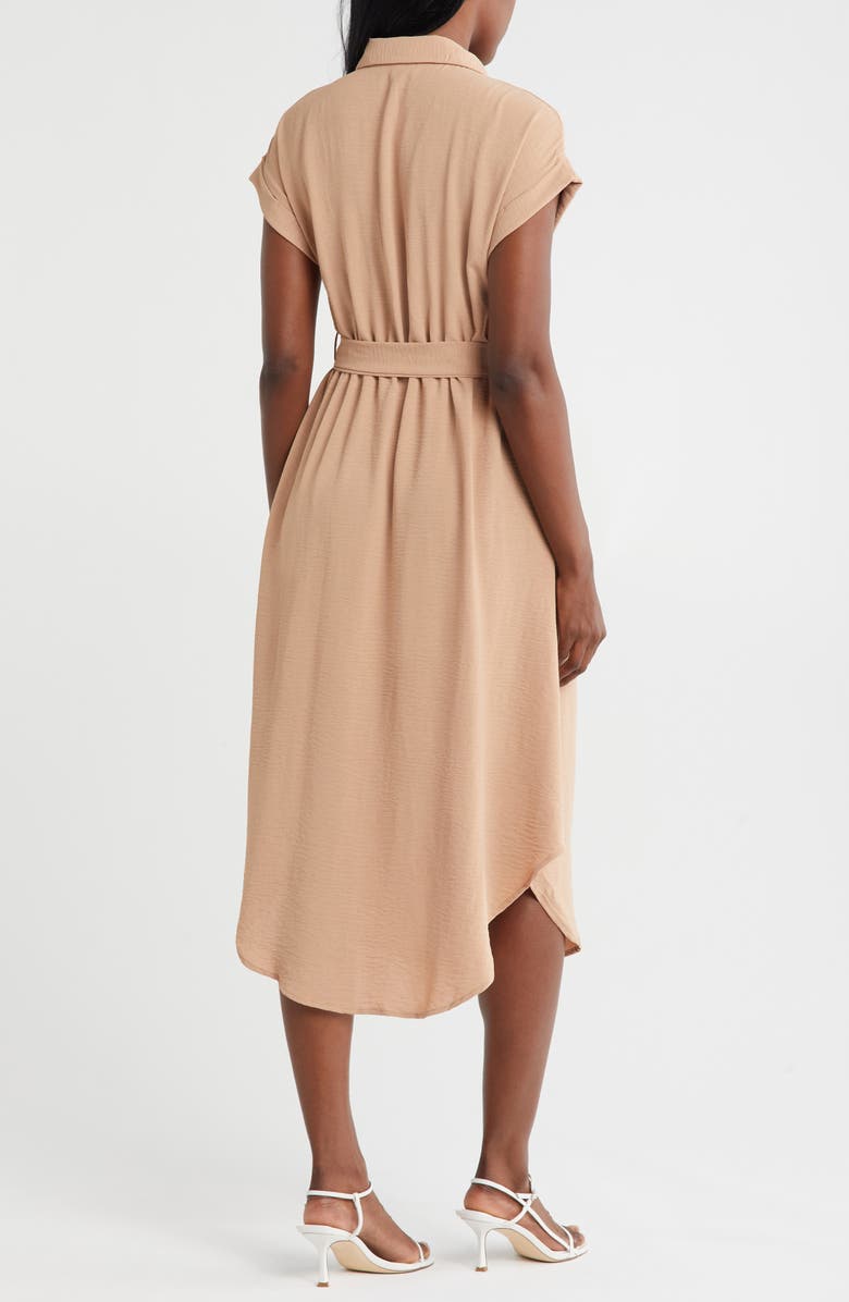 ZOE AND CLAIRE Belted Short Sleeve Shirtdress, Alternate, color, Mocha