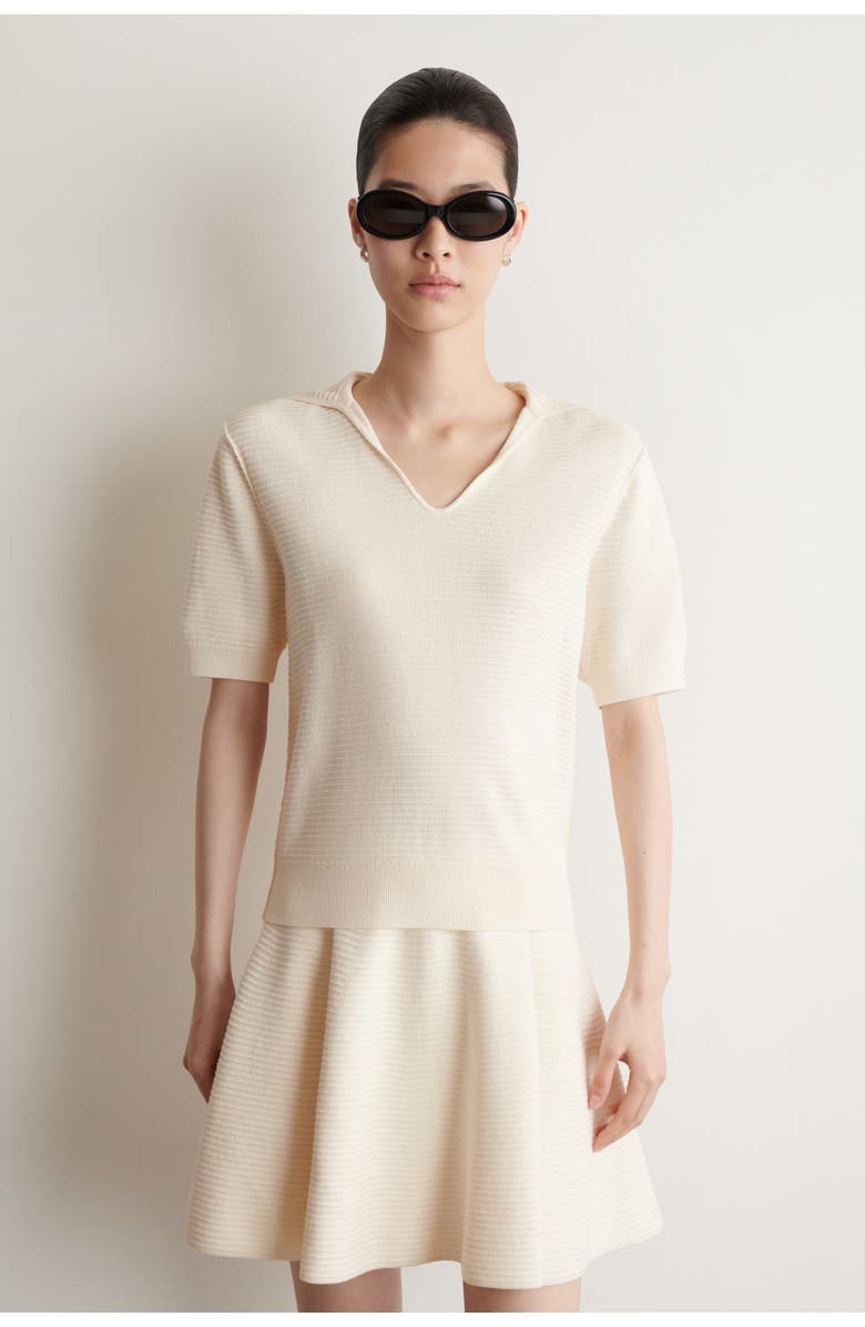 COS Sailor-collar Knitted Top, Main, color, Off-White