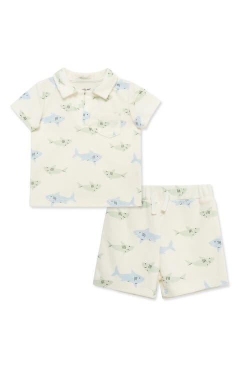 Kids' Shark Terry Polo & Shorts Set (Toddler)