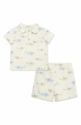Little Me Kids' Shark Terry Polo & Shorts Set