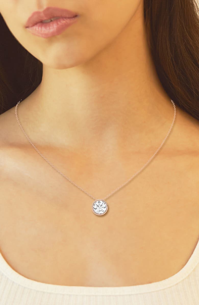 Badgley Mischka Collection Round Cut Lab Created Diamond Necklace - 0.75ctw, Alternate, color, Rose Gold