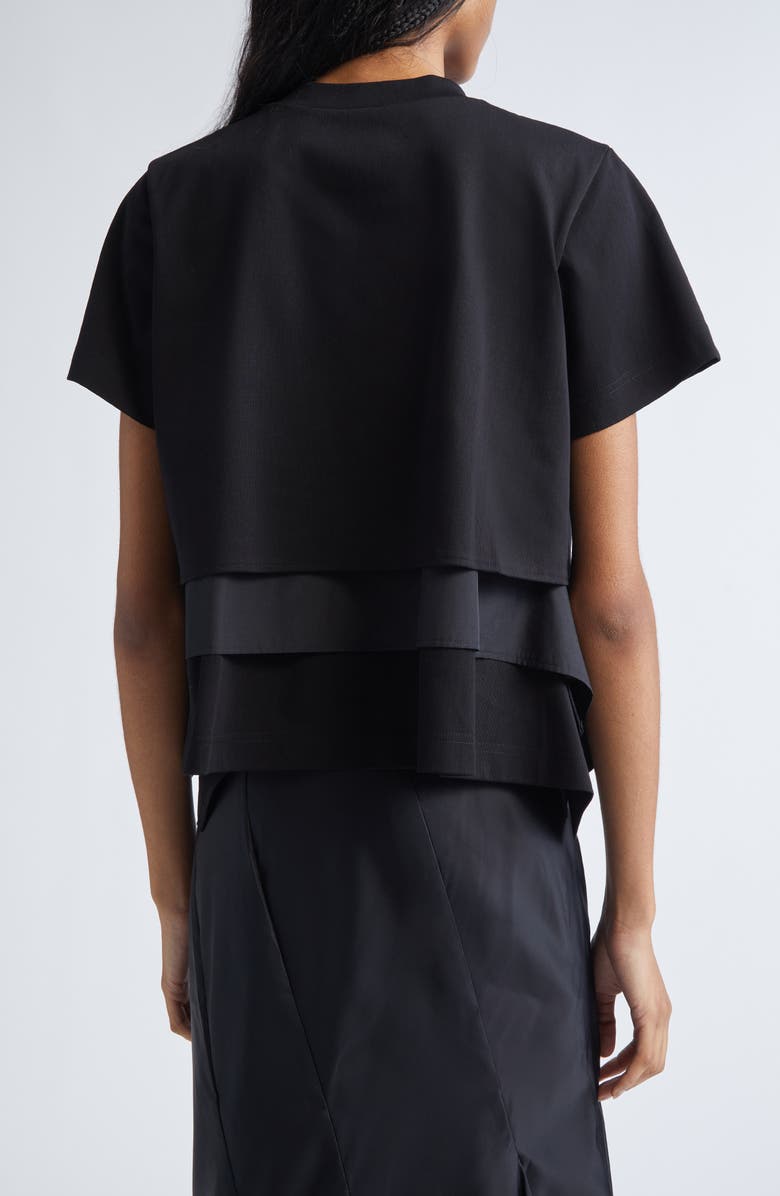 Sacai Mixed Media Poplin & Jersey Pocket T-Shirt, Alternate, color, Black/ Black