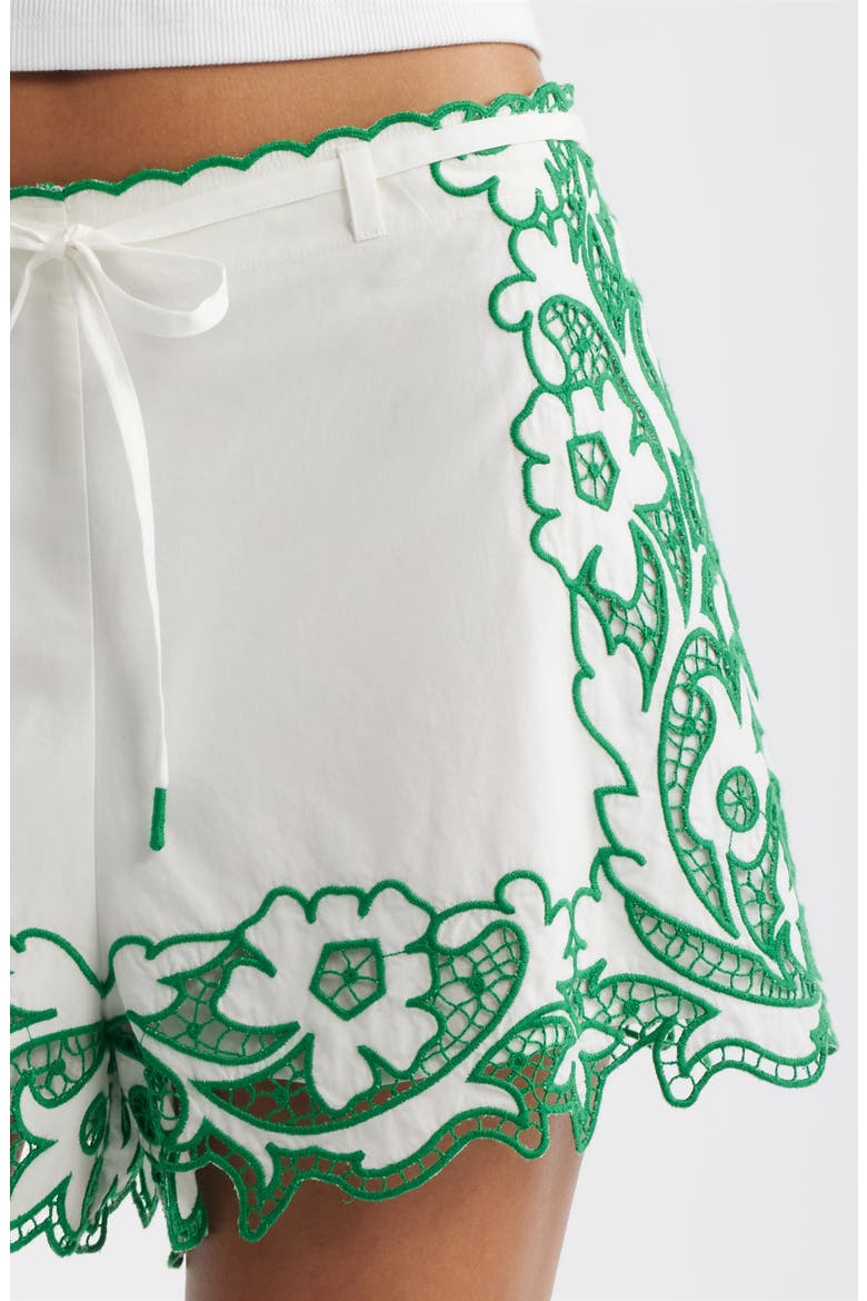 Trinity Embroidered Shorts, Alternate, color, WHITE-GREEN
