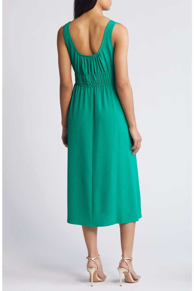 Shirred Waist Midi Dress, Alternate, color, GREEN