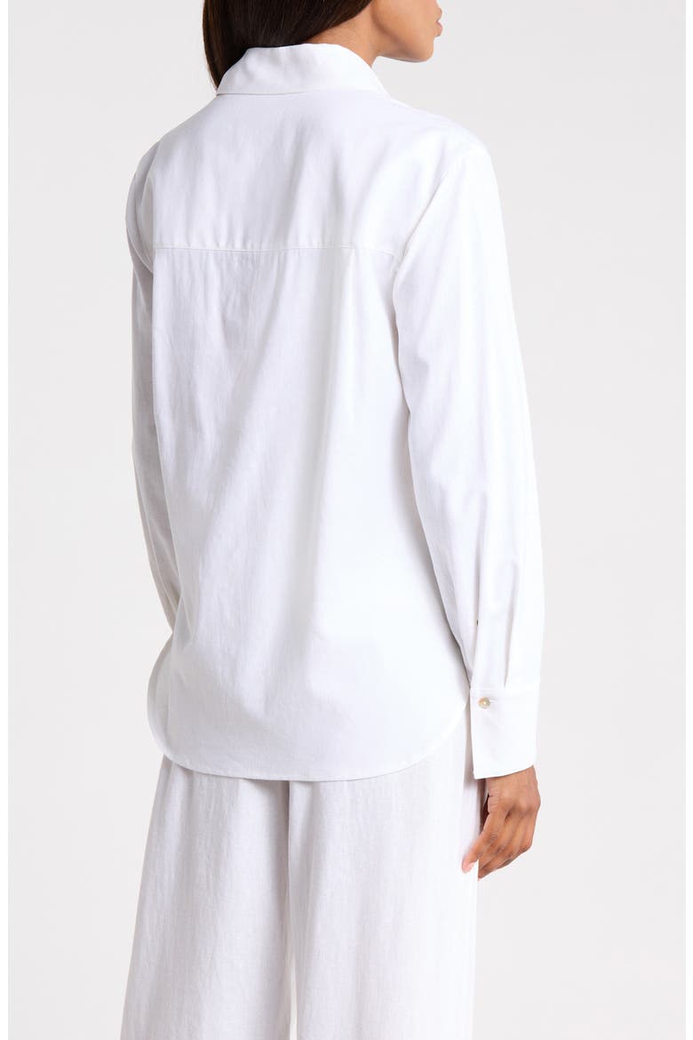 Long Sleeve Linen Blend Button-Up Shirt, Alternate, color, OFF WHITE