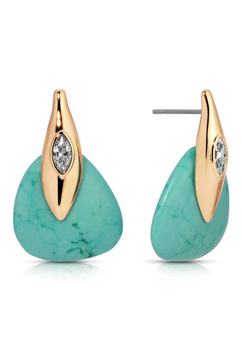 Turquoise & Crystal Earrings, Alternate, color, TURQUOISE