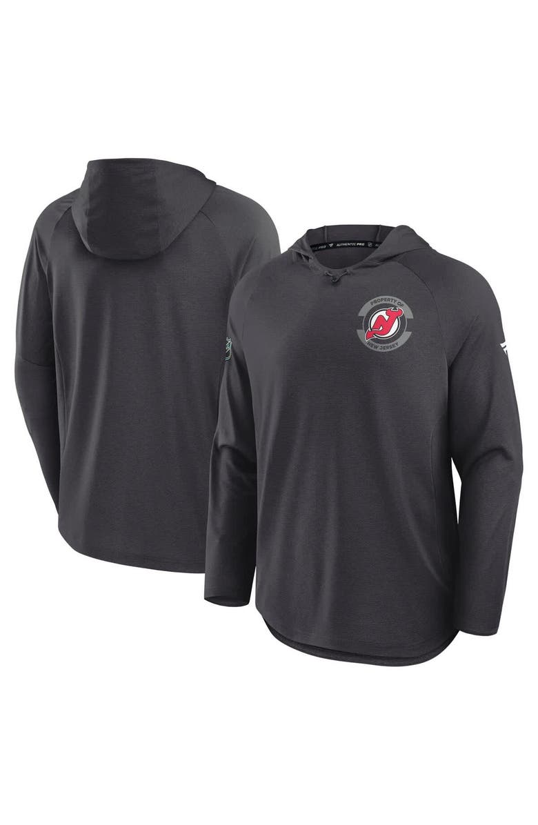 FANATICS Men's Fanatics Charcoal New Jersey Devils Authentic Pro Rink Raglan Hoodie, Alternate, color, Charcoal