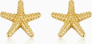 Oradina 14K Yellow Gold Starfish Studs