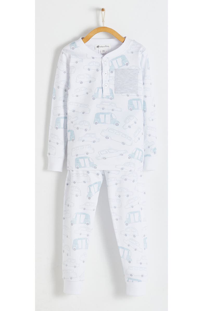 Babycottons Tuc Snug Fit Long Pajama Set for Infant, Main, color, White