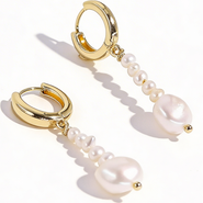 Joey Baby Freshwater Pearl Drop 18K Gold Plated Huggie Earrings