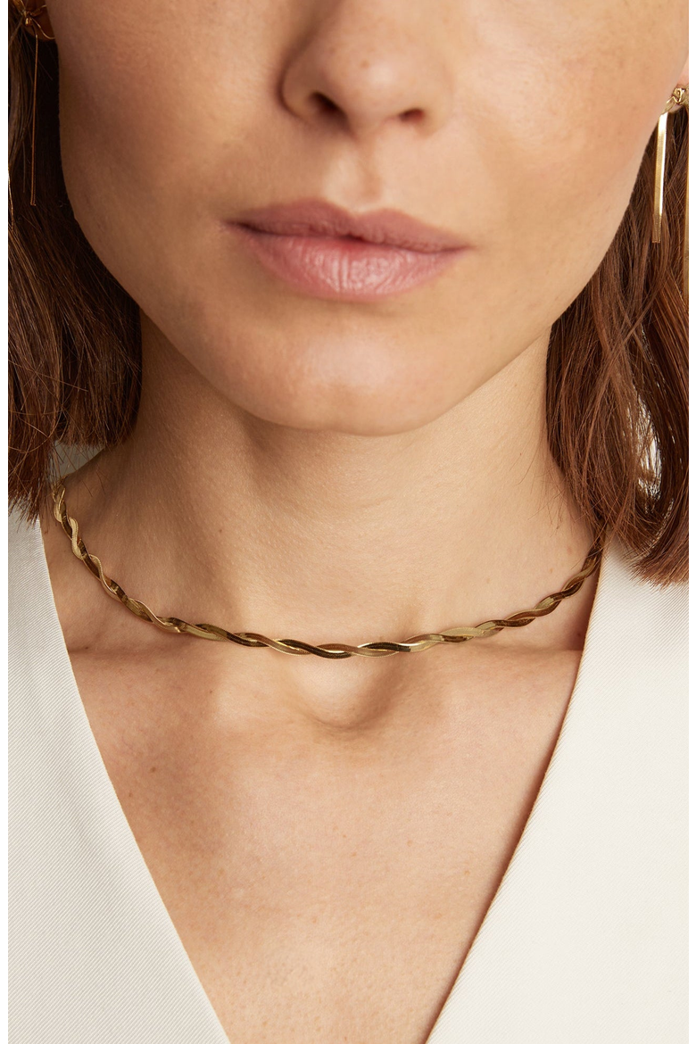 Herringbone Twist Necklace, Alternate, color, Yellow Gold Vermeil