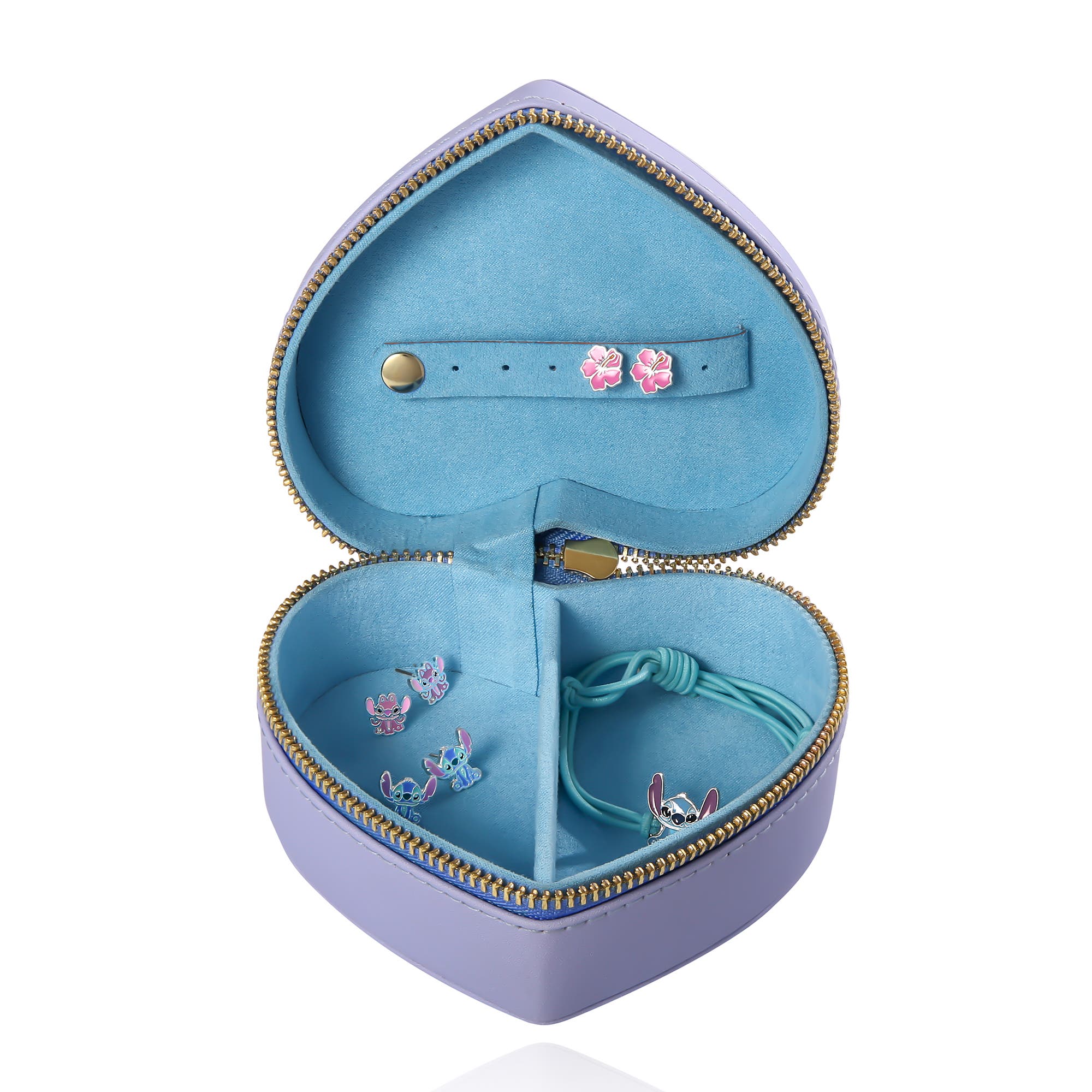 Disney Angel Zippered Heart Shaped Jewelry Travel Case, Alternate, color, Lavender