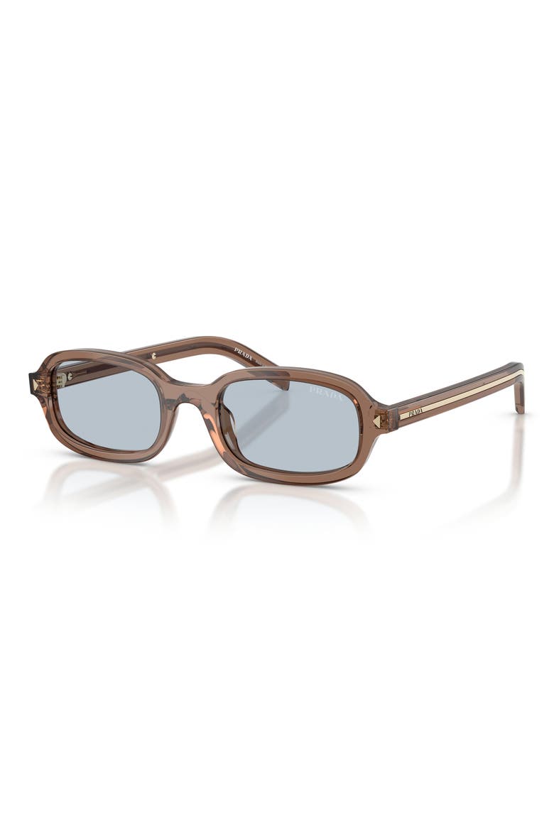 52mm Oval Sunglasses, Alternate, color, TRANSPARENT CLAY / BLUE/ GREY