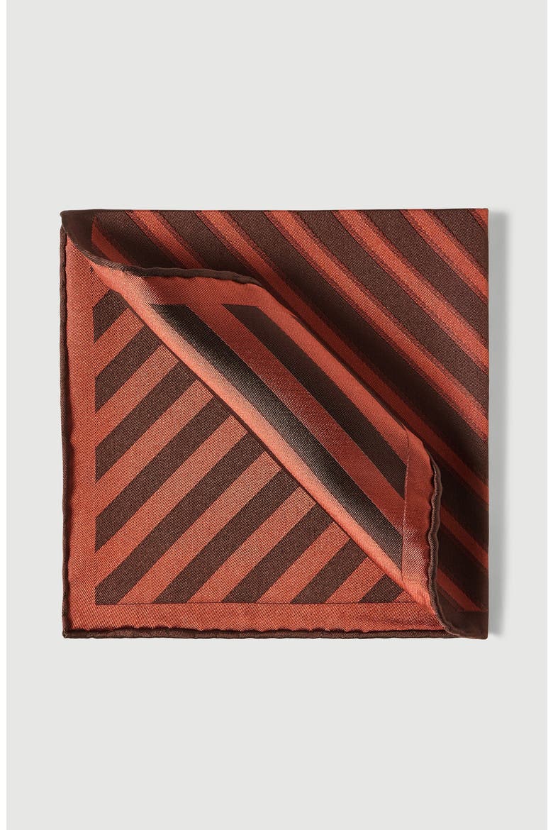 Regimental stripe silk pocket square, Main, color, Burned