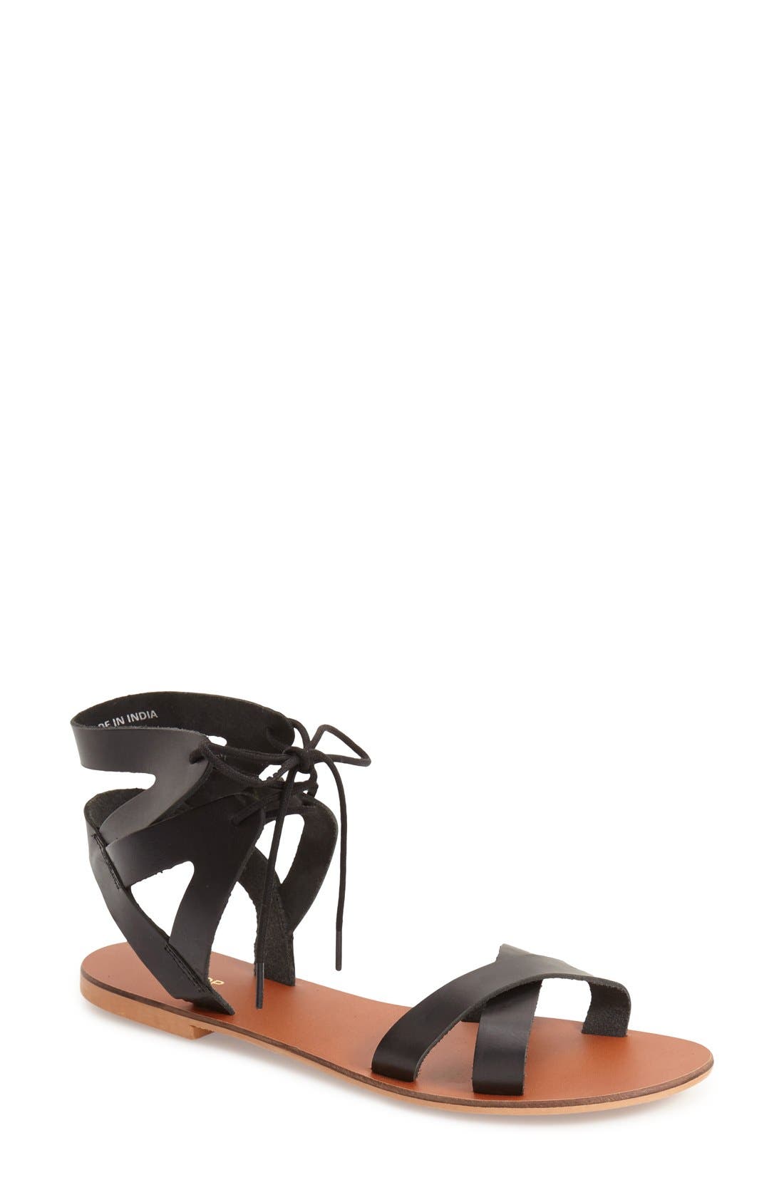 Topshop 'Herb' Lace-Up Flat Sandal, Main, color, 