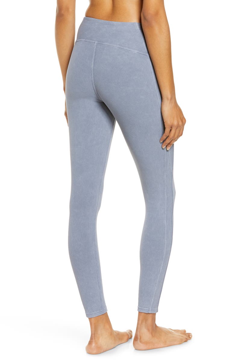 Zella Snow Wash High Waist Rib Ankle Leggings, Alternate, color,