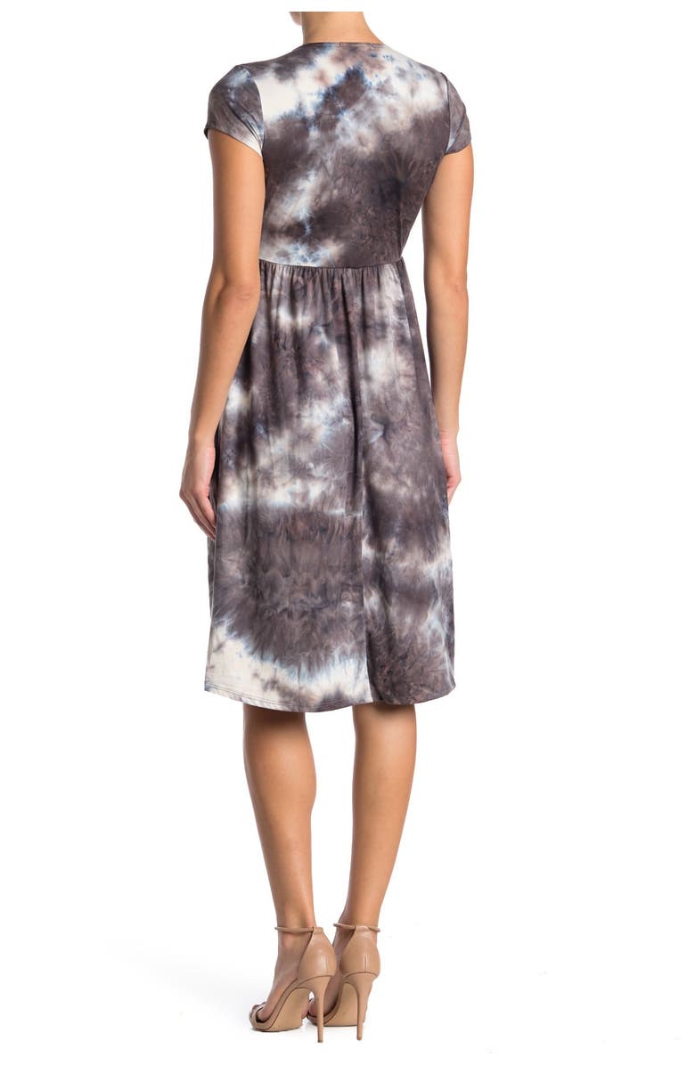 Socialite V-Neck Cap Sleeve Slit Midi Dress, Alternate, color, 