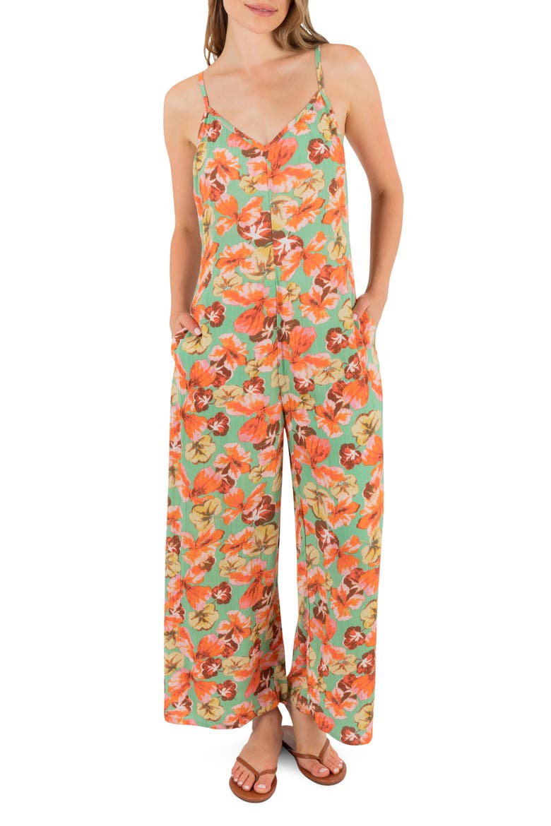 Gingko Clouds Pring Wide Leg Jumpsuit, Main, color, GINKO GREEN