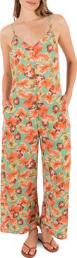 Hurley Gingko Clouds Pring Wide Leg Jumpsuit