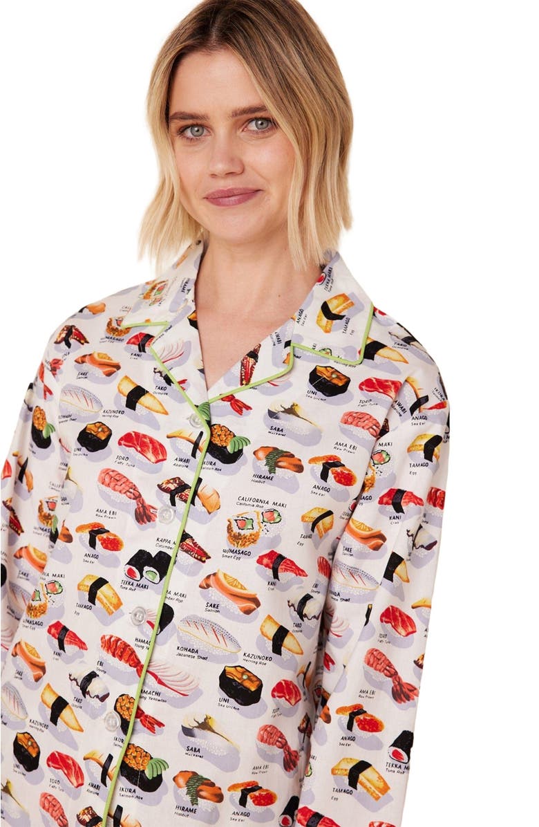 The Cat's Pajamas Poplin Pajama Set, Alternate, color, Sushi White