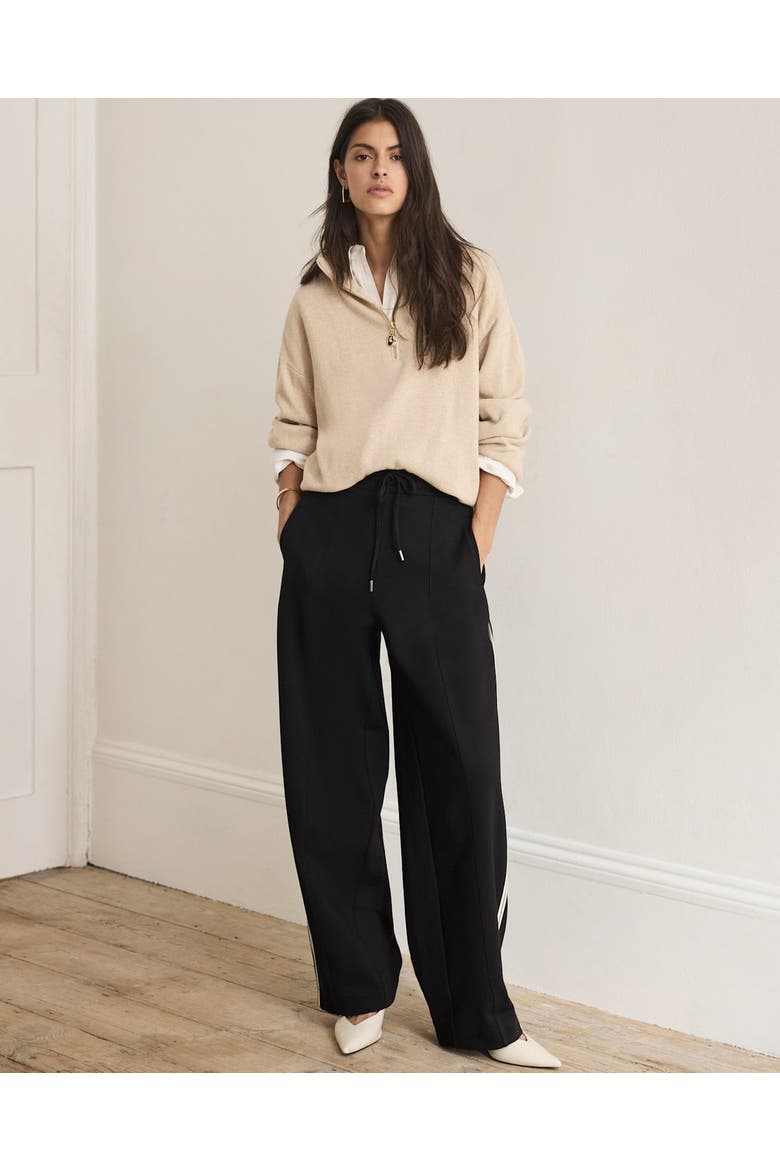 Side Stripe Barrel Trousers, Alternate, color, Black