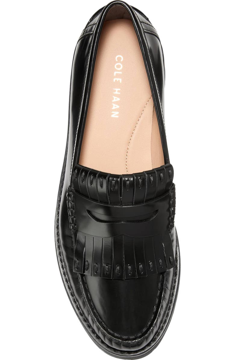 Cole Haan Treena Lug Sole Kiltie Loafer, Alternate, color, Black Box Leather