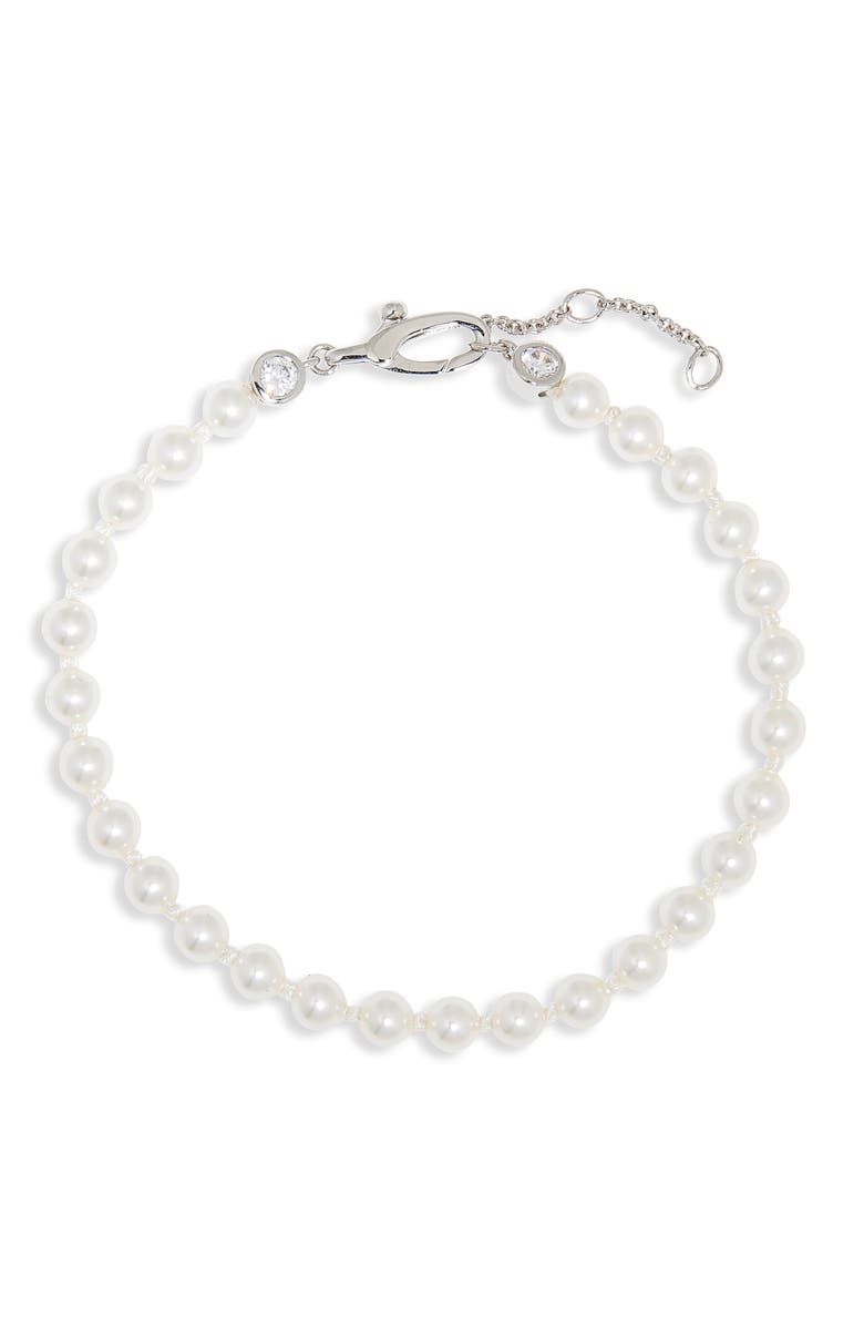 Nadri Perle Faux Pearl Bracelet, Alternate, color, Rhodium