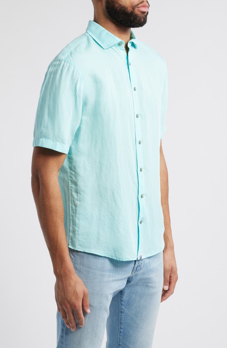 johnnie-O Gianna Hangin' Out Short Sleeve Linen & Lyocell Button-Up Shirt, Alternate, color, Tarpon