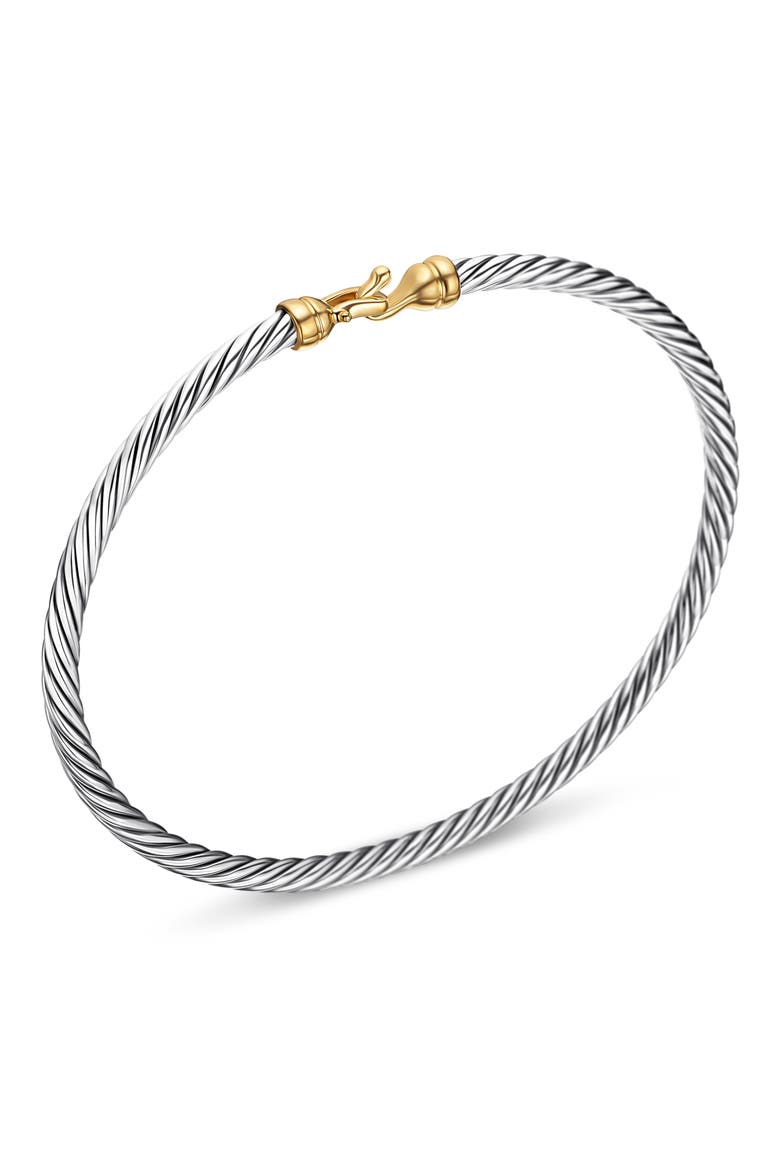 Cable Collectibles Buckle Bangle Bracelet with 18K Gold, 3mm, Alternate, color, TWO TONE