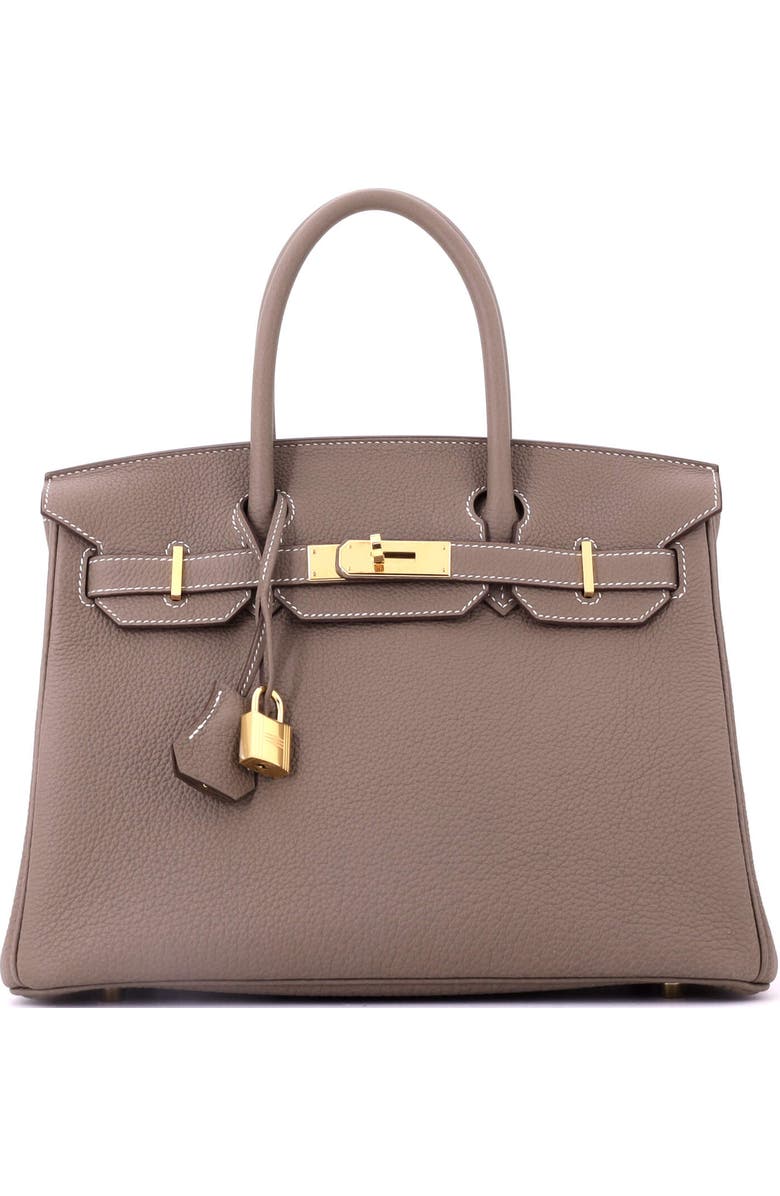 Pre-Owned Hermes Birkin Handbag Grey Togo with Gold Hardware 30, Main, color, Etoupe