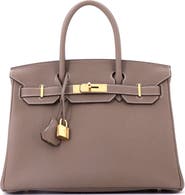 Pre-Owned Hermes Birkin Handbag Grey Togo with Gold Hardware 30