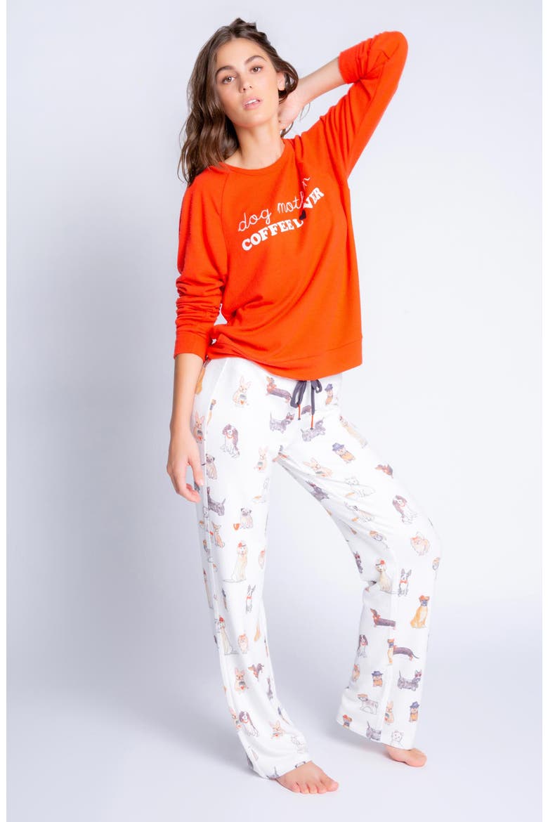 Coffee & Canines Pajama Pants, Alternate, color, IVORY