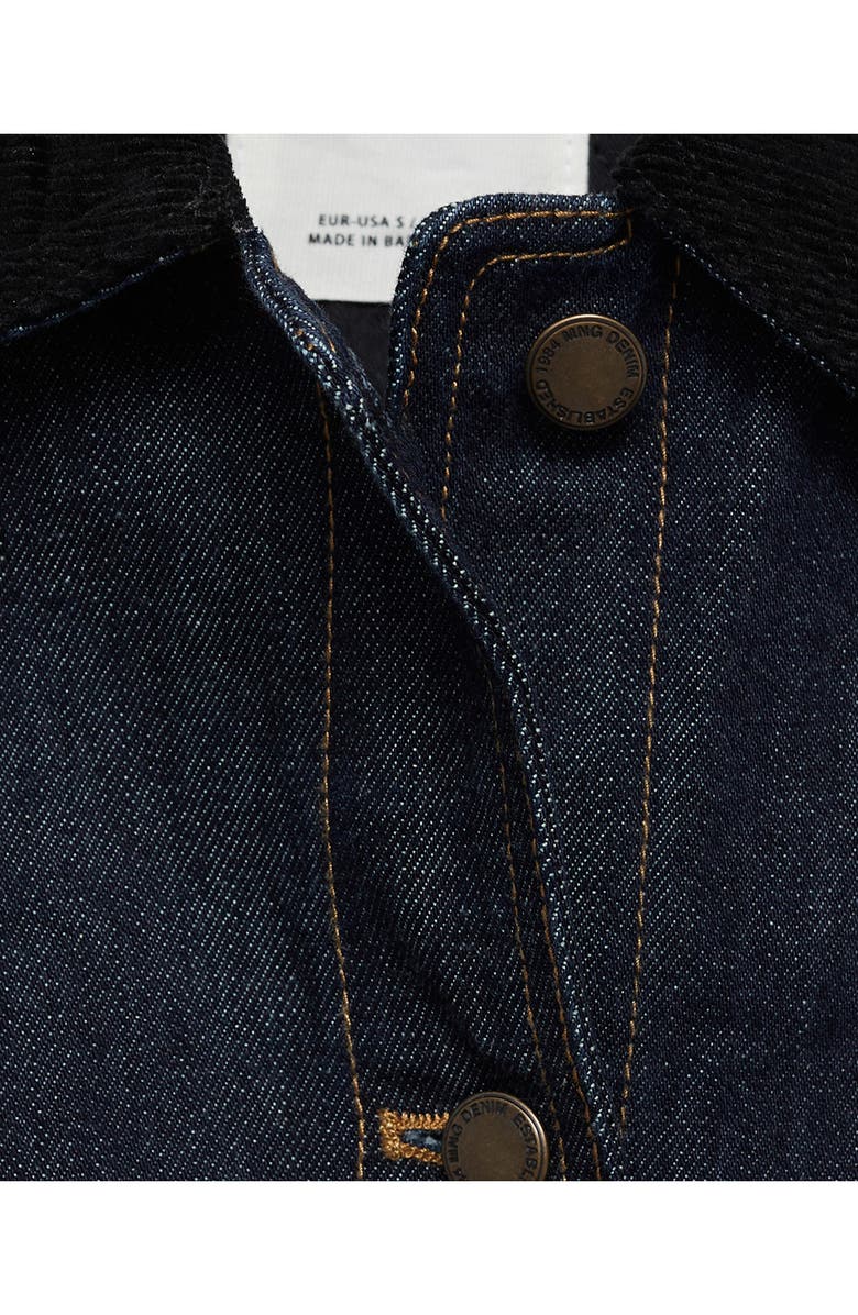MANGO Corduroy Collar Crop Denim Jacket, Alternate, color, Dark Blue