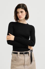 Brunello Cucinelli Sparkling cashmere and silk rib knit lightweight sweater
