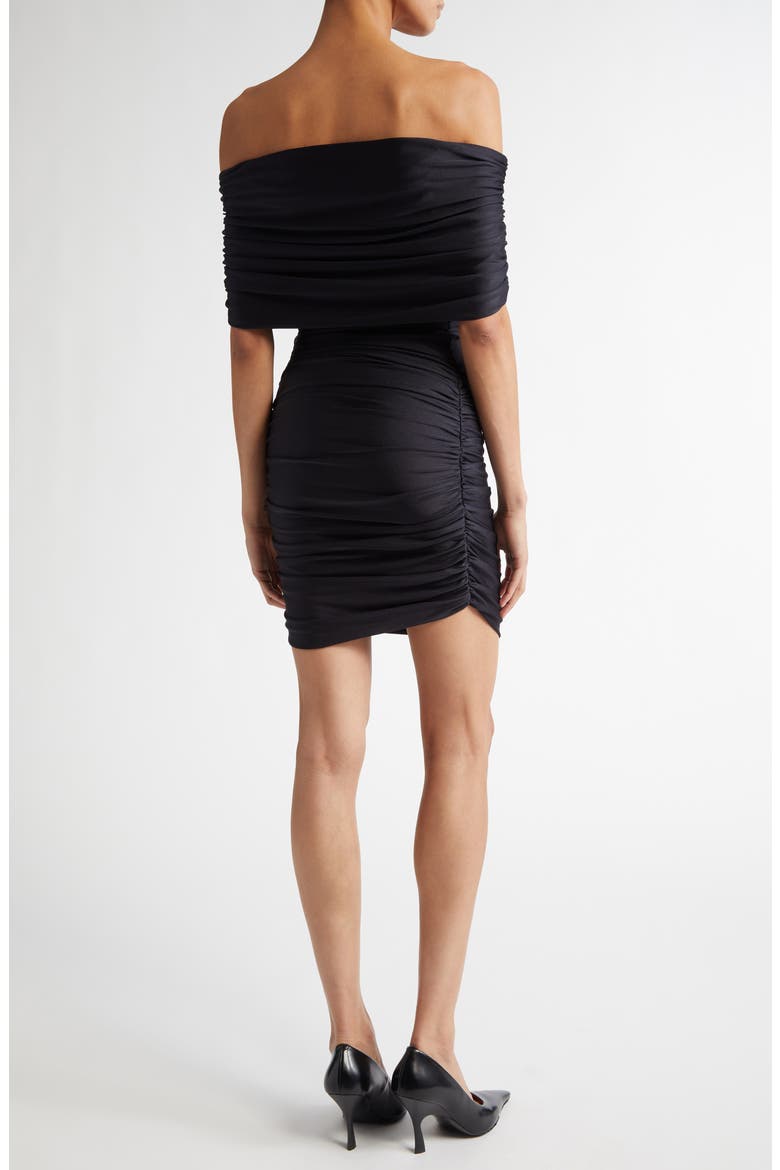 Ruched Off the Shoulder Minidress, Alternate, color, BLACK