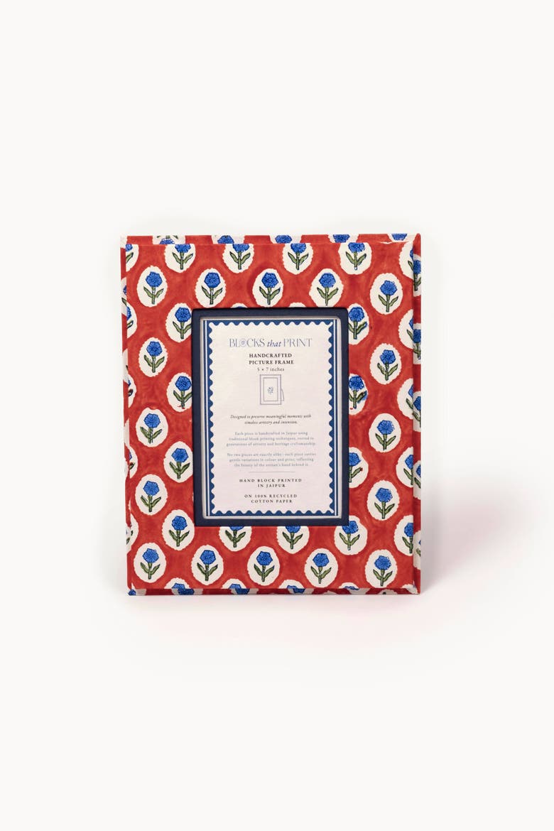 Block Print Photo Frame Buta, Alternate, color, Crimson