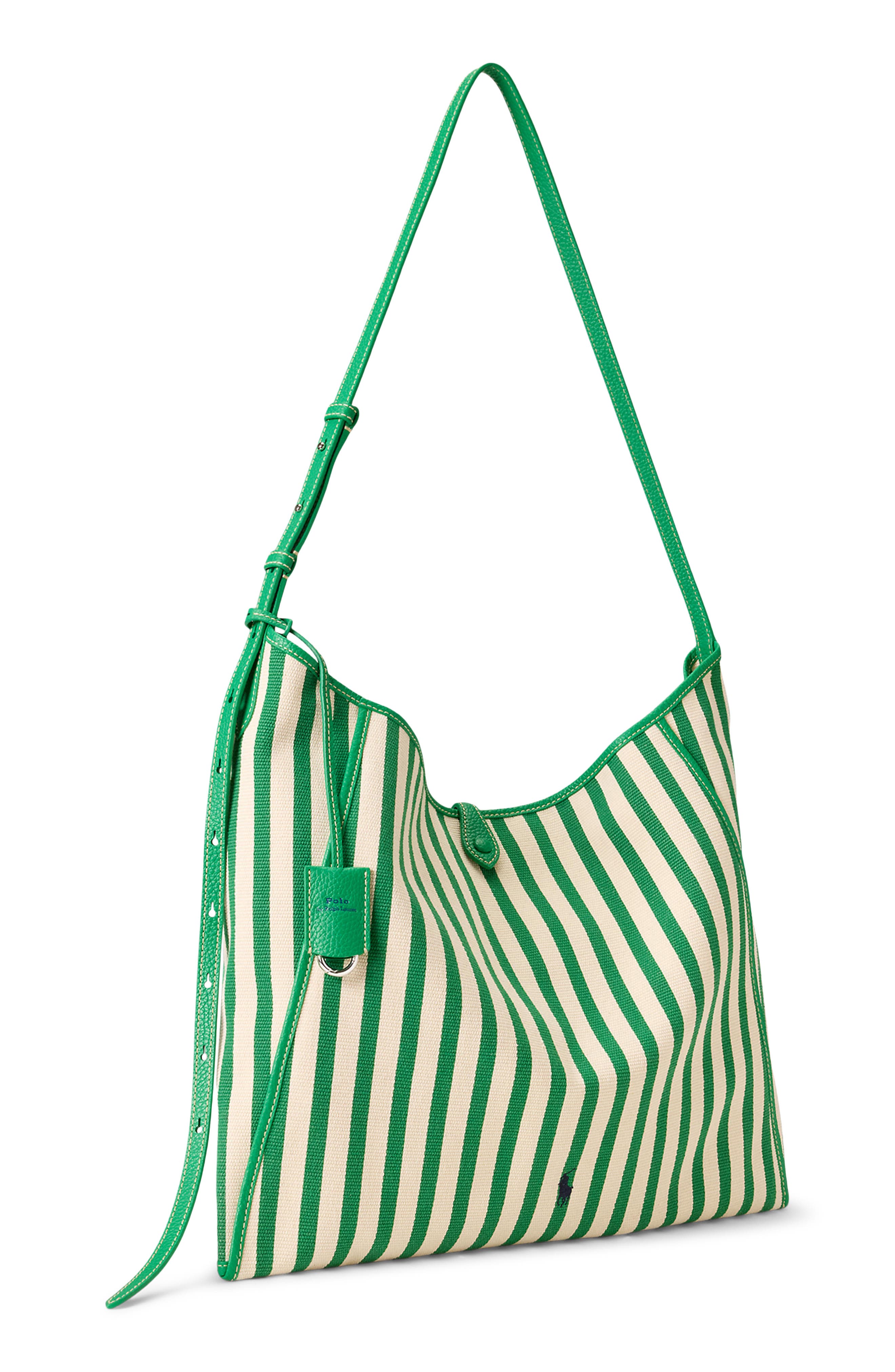 Polo Ralph Lauren Polo Play Stripe Canvas Messenger Bag, Alternate, color, Paper/ Parrot