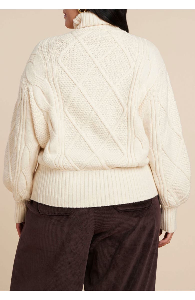 ELOQUII Cableknit Slouchy Sweater, Alternate, color, Dew