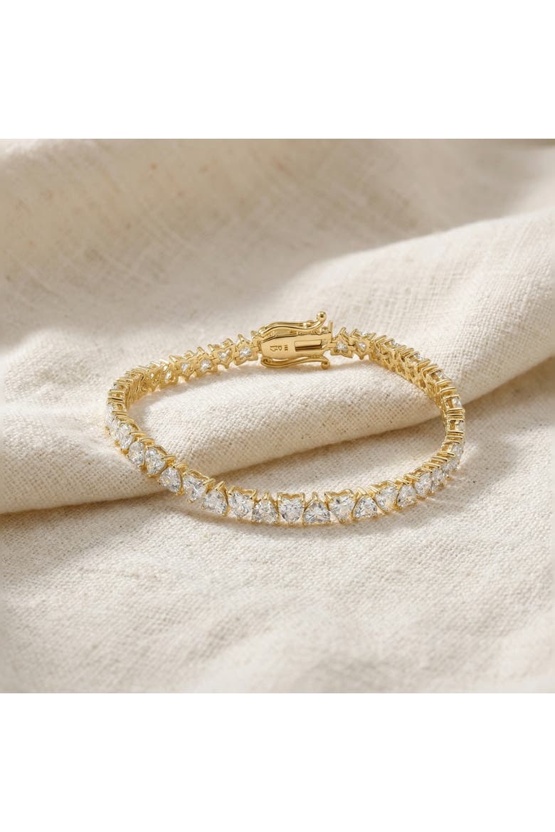 10.50Ct Heart Cut Diamond Tennis Bracelet 14k Gold 7" Lab Grown, Alternate, color, 14k Yellow Gold