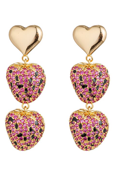 Strawberry Heart Drop Earrings